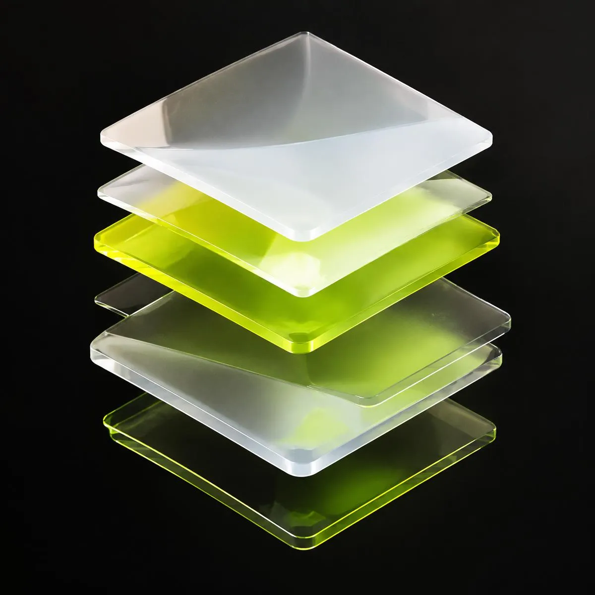 Abstract render of stacked translucent layers representing software architecture